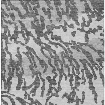 10' X 14' Gray And Ivory Animal Print Washable Indoor Outdoor Area Rug