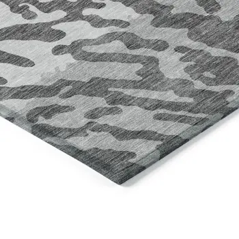 10' X 14' Gray And Ivory Animal Print Washable Indoor Outdoor Area Rug