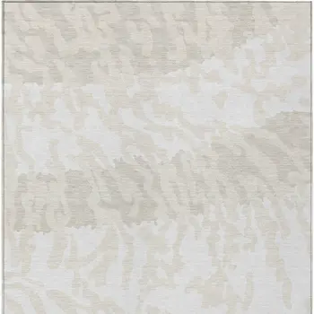 9' X 12' Ivory And Beige Animal Print Washable Indoor Outdoor Area Rug