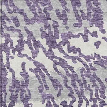 5' X 8' Purple Gray And Ivory Animal Print Washable Indoor Outdoor Area Rug