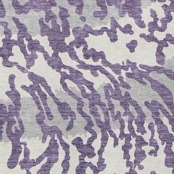8' X 10' Purple Gray And Ivory Animal Print Washable Indoor Outdoor Area Rug