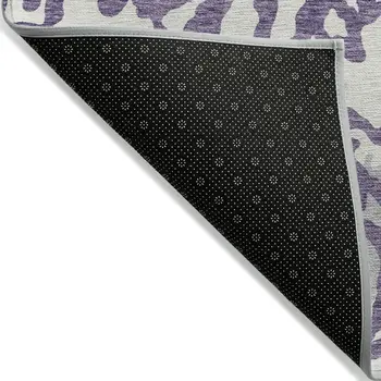 9' X 12' Purple Gray And Ivory Animal Print Washable Indoor Outdoor Area Rug