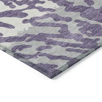 9' X 12' Purple Gray And Ivory Animal Print Washable Indoor Outdoor Area Rug