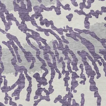 10' X 14' Purple Gray And Ivory Animal Print Washable Indoor Outdoor Area Rug