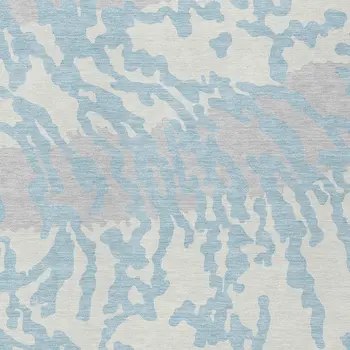 5' X 8' Sky Blue Gray And Ivory Animal Print Washable Indoor Outdoor Area Rug