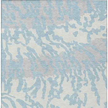 8' X 10' Sky Blue Gray And Ivory Animal Print Washable Indoor Outdoor Area Rug