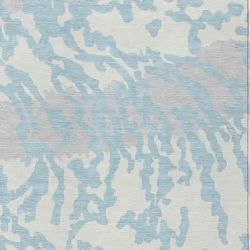 8' X 10' Sky Blue Gray And Ivory Animal Print Washable Indoor Outdoor Area Rug
