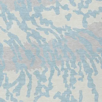 10' X 14' Sky Blue Gray And Ivory Animal Print Washable Indoor Outdoor Area Rug