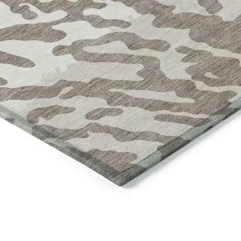 5' X 8' Taupe Brown And Ivory Animal Print Washable Indoor Outdoor Area Rug