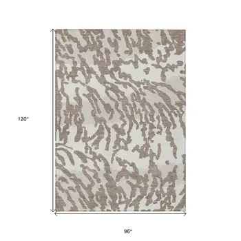 8' X 10' Taupe Brown And Ivory Animal Print Washable Indoor Outdoor Area Rug