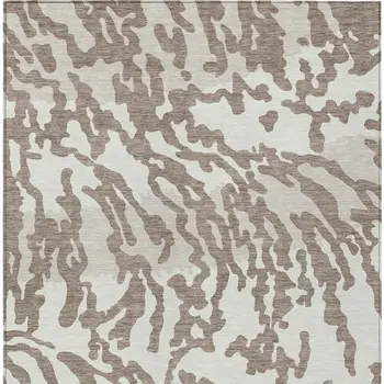 8' X 10' Taupe Brown And Ivory Animal Print Washable Indoor Outdoor Area Rug
