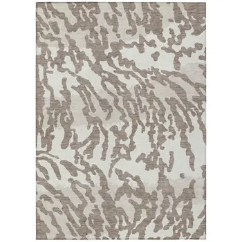 10' X 14' Taupe Brown And Ivory Animal Print Washable Indoor Outdoor Area Rug