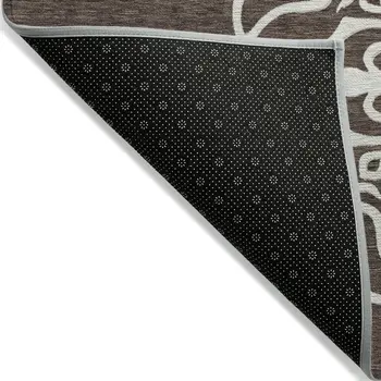 9' X 12' Chocolate Floral Medallion Washable Indoor Outdoor Area Rug