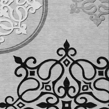 3' X 5' Gray Floral Medallion Washable Indoor Outdoor Area Rug