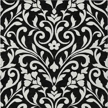 3' X 5' Black And Ivory Floral Washable Indoor Outdoor Area Rug