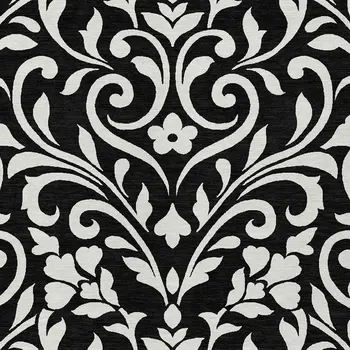 3' X 5' Black And Ivory Floral Washable Indoor Outdoor Area Rug