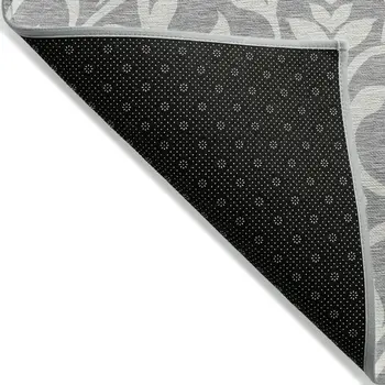 10' X 14' Gray And Ivory Floral Washable Indoor Outdoor Area Rug