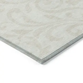 10' X 14' Ivory And Beige Floral Washable Indoor Outdoor Area Rug