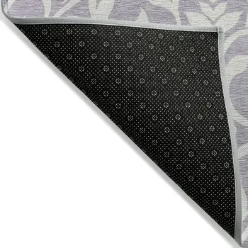 9' X 12' Lavender And Ivory Floral Washable Indoor Outdoor Area Rug