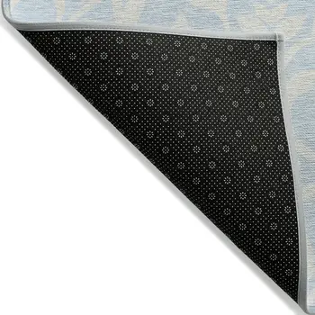 9' X 12' Sky Blue And Ivory Floral Washable Indoor Outdoor Area Rug