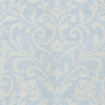 9' X 12' Sky Blue And Ivory Floral Washable Indoor Outdoor Area Rug