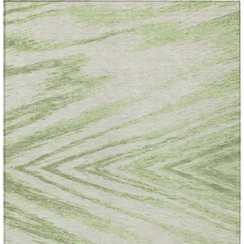 3' X 5' Artichoke Green And Gray Abstract Washable Indoor Outdoor Area Rug