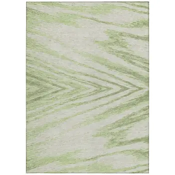5' X 8' Artichoke Green And Gray Abstract Washable Indoor Outdoor Area Rug