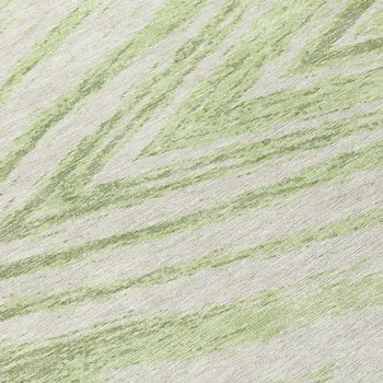 8' Artichoke Green And Gray Round Abstract Washable Indoor Outdoor Area Rug