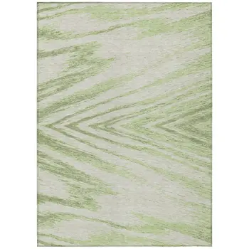 8' X 10' Artichoke Green And Gray Abstract Washable Indoor Outdoor Area Rug
