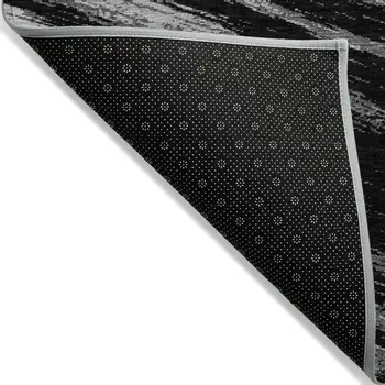 3' X 5' Black And Gray Abstract Washable Indoor Outdoor Area Rug