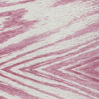 3' X 5' Blush And Ivory Abstract Washable Indoor Outdoor Area Rug