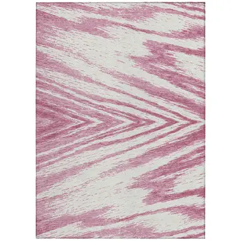 9' X 12' Blush And Ivory Abstract Washable Indoor Outdoor Area Rug