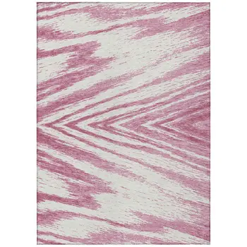 10' X 14' Blush And Ivory Abstract Washable Indoor Outdoor Area Rug
