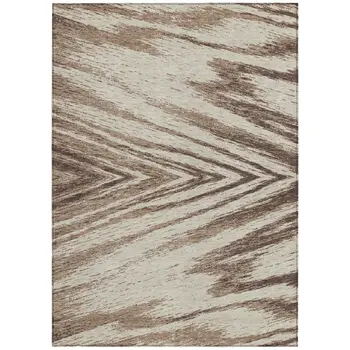 8' X 10' Brown And Beige Abstract Washable Indoor Outdoor Area Rug