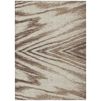 8' X 10' Brown And Beige Abstract Washable Indoor Outdoor Area Rug