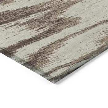 8' X 10' Brown And Beige Abstract Washable Indoor Outdoor Area Rug