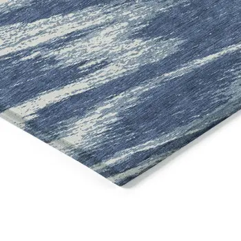 3' X 5' Blue And Ivory Abstract Washable Indoor Outdoor Area Rug