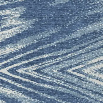 3' X 5' Blue And Ivory Abstract Washable Indoor Outdoor Area Rug