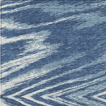 8' X 10' Blue And Ivory Abstract Washable Indoor Outdoor Area Rug