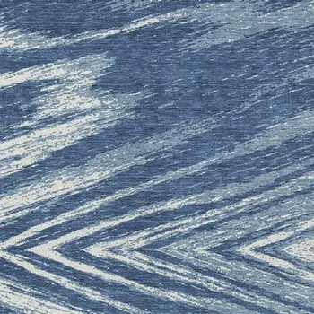 9' X 12' Blue And Ivory Abstract Washable Indoor Outdoor Area Rug