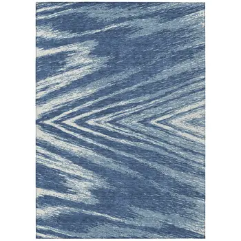 10' X 14' Blue And Ivory Abstract Washable Indoor Outdoor Area Rug