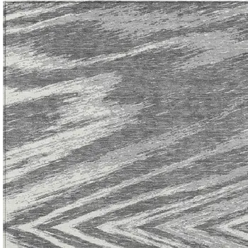 8' X 10' Gray And Ivory Abstract Washable Indoor Outdoor Area Rug