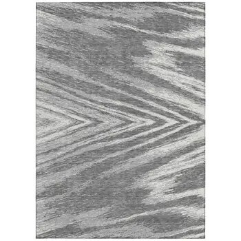 9' X 12' Gray And Ivory Abstract Washable Indoor Outdoor Area Rug