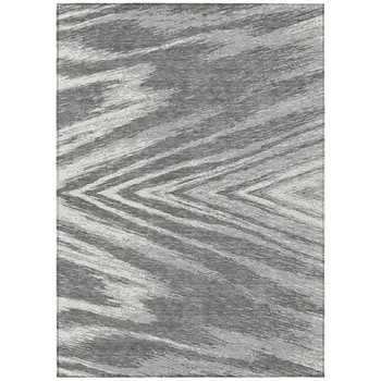 9' X 12' Gray And Ivory Abstract Washable Indoor Outdoor Area Rug