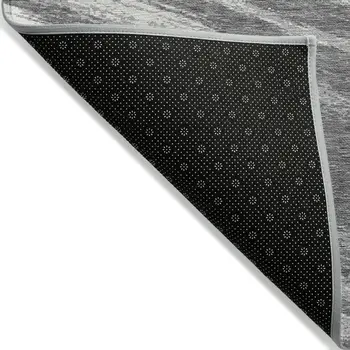 9' X 12' Gray And Ivory Abstract Washable Indoor Outdoor Area Rug