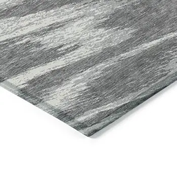 9' X 12' Gray And Ivory Abstract Washable Indoor Outdoor Area Rug