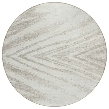 8' Ivory And Beige Round Abstract Washable Indoor Outdoor Area Rug