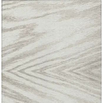 9' X 12' Ivory And Beige Abstract Washable Indoor Outdoor Area Rug