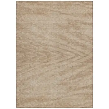 3' X 5' Khaki And Brown Abstract Washable Indoor Outdoor Area Rug