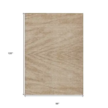 8' X 10' Khaki And Brown Abstract Washable Indoor Outdoor Area Rug
